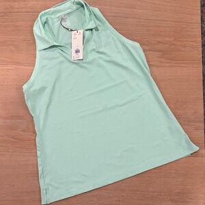 NWT CALIA Women's Golf Bubble Mesh Sleeveless Polo in Mint, Large